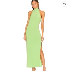Halterneck Green Slit dress Norma Kamali